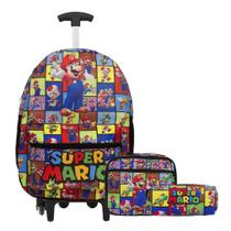 Kit Mochila Infantil Menino Rodinha Super Mario Juvenil