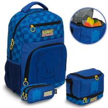 Kit Mochila Infantil Menino Sonic Costas Lancheira Térmica