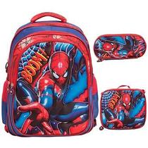 Kit Mochila Infantil Menino Spider Man 3d Passeio Creche