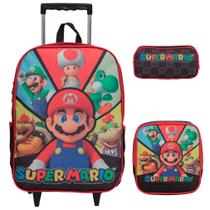 Kit Mochila Infantil Menino Super Mario Rodinha 3 Peças Kit Mochila Infantil Menino Super Mario Rodinha 3 Peças
