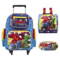 Kit Mochila Infantil Menino Vingadores Rodinha Envio 24 Hrs