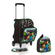 Kit Mochila Infantil Minecraft Rodinha Reforçada Passeio Kit Mochila Infantil Minecraft Rodinha Reforçada Passeio