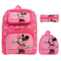 Kit Mochila Infantil Minnie Mouse Lancheira Estojo Tam M