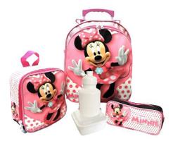 Kit Mochila Infantil Minnie Mouse Lisa G Rodinhas Menina F5