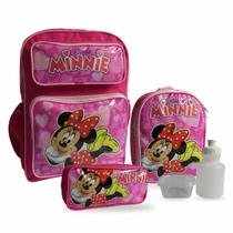 Kit Mochila Infantil Minnie Mouse Rosa Costas Tam G