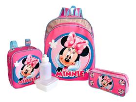 Kit Mochila Infantil Minnie Mouse Rosa Lisa Costas G F5