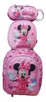Kit Mochila Infantil Minnie Rodinha Lancheira Estojo Oferta