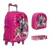 Kit Mochila Infantil Minnie Rodinha Reforçada 3 Pçs Toys 2U