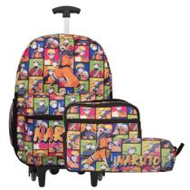 Kit Mochila Infantil Naruto Carrinho + Lancheira Térmica