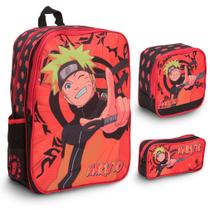 Kit Mochila Infantil Naruto Vermelha Com Lancheira Térmica Kit Mochila Infantil Naruto Vermelha Com Lancheira Térmica