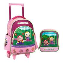 Kit Mochila Infantil Os Pequerruchos Rodinhas M Lancheira Rosa