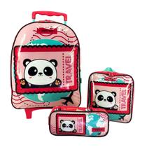 Kit Mochila Infantil Panda + Lancheira + Estojo