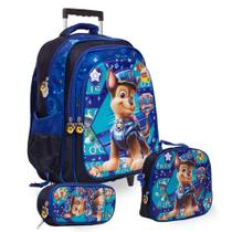 Kit Mochila Infantil Patrulha Canina 3D Desenho Carrinho