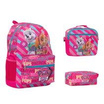 Kit Mochila Infantil Patrulha Canina Menina Reforçada Tam G