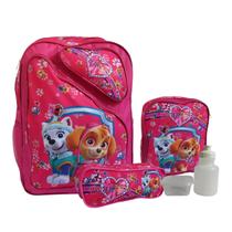 Kit Mochila Infantil Patrulha Canina Rosa Costas