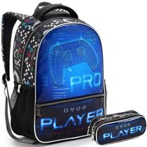 Kit Mochila Infantil Play Video Game Costas Tam G Estojo