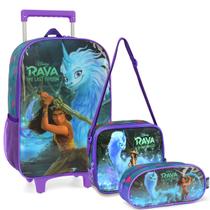 Kit Mochila Infantil Princesa Feminina Raya Disney Escolar com Lancheira e Estojo