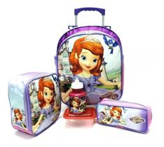Kit Mochila Infantil Princesa Sofia Rodinhas M F5 Glitter