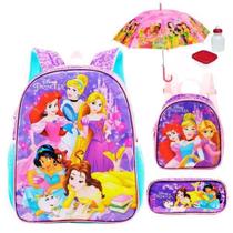 Kit Mochila Infantil Princesas Disney Costas G Com Sombrinha