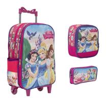 Kit Mochila Infantil Princesas Rodinha Passeio Escolar