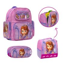 Kit Mochila Infantil Princesinha Sofia + Lancheira + Estojo
