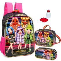 Kit Mochila Infantil Rainbow High Rodinhas Tam G Escolar