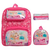 Kit Mochila Infantil Resistente Estojo Lancheira Barbie