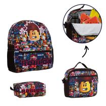 Kit Mochila Infantil Roblox Costas Passeio Viagem Aulas