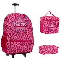 Kit Mochila Infantil Rodinha Com Lancheira Térmica Barbie