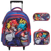 Kit Mochila Infantil Rodinha Dragon Ball 3D Lancheira Estojo Kit Mochila Infantil Rodinha Dragon Ball 3D Lancheira Estojo