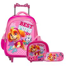 Kit Mochila Infantil Rodinha Feminina Patrulha Canina 3D