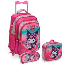 Kit Mochila Infantil Rodinha Hello Kitty 3D Escola Passeio