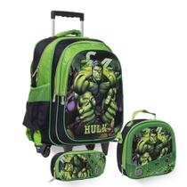 Kit Mochila Infantil Rodinha Hulk Avengers Estampada Grande