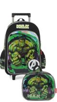 Kit Mochila Infantil Rodinha Lancheira Avengers Hulk