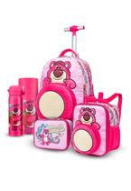Kit Mochila Infantil Rodinha Lancheira Estojo Garrafa Lotso Toy Story Disney