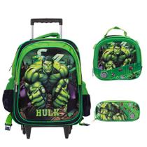 Kit Mochila Infantil Rodinha Menino Hulk 3D Envio 24 Hrs