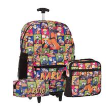 Kit Mochila Infantil Rodinha Naruto Anime Escolar Lançamento