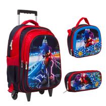 Kit Mochila Infantil Rodinha Sonic Grande Reforçada Espaçosa