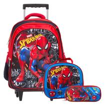 Kit Mochila Infantil Rodinha Spider Man 3D Tam G + Lancheira