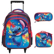 Kit Mochila Infantil Rodinha Stitch 3d Lancheira Estojo Kit Mochila Infantil Rodinha Stitch 3d Lancheira Estojo