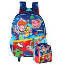 Kit Mochila Infantil Rodinhas Com Lancheira Gato Galáctico