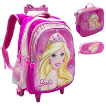 Kit Mochila Infantil Rodinhas Escolar 3D - Barbi