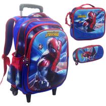 Kit Mochila Infantil Rodinhas Escolar 3D - Homem Aranha