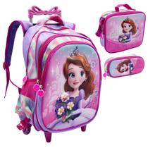 Kit Mochila Infantil Rodinhas Escolar 3D - Sofia