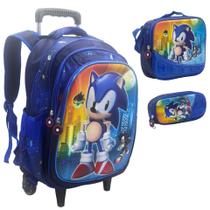 Kit Mochila Infantil Rodinhas Escolar 3D - Sonic