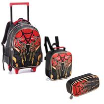 Kit Mochila Infantil Rodinhas Homem Spider Dark Aranha - Vermelho