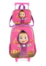 Kit Mochila Infantil Rodinhas Masha e o Urso com Lancheira