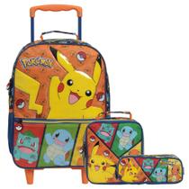 Kit Mochila Infantil Rodinhas Pokémon Lacheira Estojo Xeryus