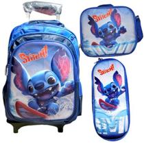 Kit Mochila Infantil Rodinhas Stitch+ lancheira + estojo BM009 Kit Mochila Infantil Rodinhas Stitch+ lancheira + estojo BM009