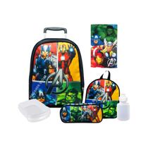 Kit Mochila infantil rodinhas Vingadores+ lancheira + estojo